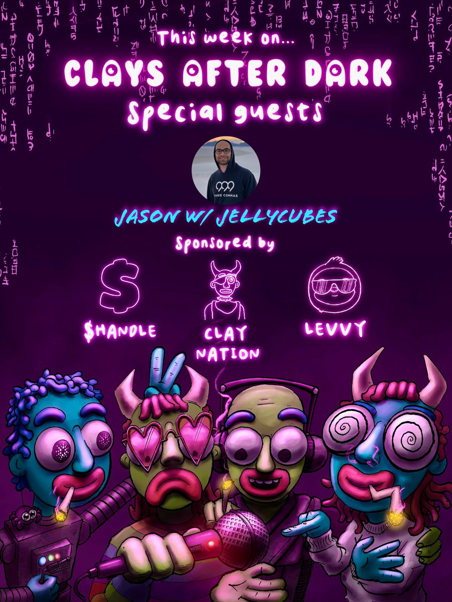 CAD (@claysafterdark) on Twitter photo Come through CAD this week as we recap <a href="/RareEvo/">Rare Evo: A Blockchain Event</a> and learn what the founder of <a href="/Jellycubes_nft/">Jellycubes</a> is cooking!
Guest:
<a href="/jason_borck/">Jason Borck</a> π¨βπ»
Sponsors:
<a href="/adahandle/">$handle</a> π²
<a href="/levvyfinance/">Levvy</a> π¦
<a href="/claymates/">Clay Nation</a> π§‘
*Set Those Reminders*
x.com/i/spaces/1jMKg⦠Come through CAD this week as we recap <a href="/RareEvo/">Rare Evo: A Blockchain Event</a> and learn what the founder of <a href="/Jellycubes_nft/">Jellycubes</a> is cooking!
Guest:
<a href="/jason_borck/">Jason Borck</a> π¨βπ»
Sponsors:
<a href="/adahandle/">$handle</a> π²
<a href="/levvyfinance/">Levvy</a> π¦
<a href="/claymates/">Clay Nation</a> π§‘
*Set Those Reminders*
x.com/i/spaces/1jMKgβ¦