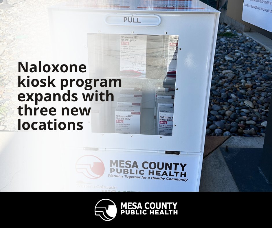 We’re expanding the naloxone kiosk program in Mesa County.
New locations at Mesa County Libraries in:
➡️ Orchard Mesa
➡️ Palisade
➡️ Collbran

With these additions, there are now 12 kiosks across our community—providing free, easy access to naloxone. 

🌐bit.ly/40W0AUY