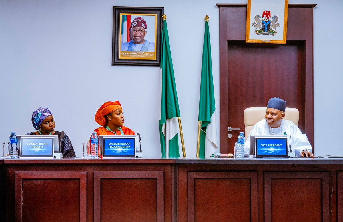officialSKSM's tweet photo. The Nigerian government has pledged unalloyed support to the newly appointed United Nations Global Advocate for Peace, @Alhan_islam, in her bid to promote unity and peace across the globe.

Vice President @KashimSM, who disclosed this on Monday in Abuja, described the appointment of Maryam, a Nigerian spoken word artist and peace advocate who is the first person to hold the role across the @UN’s entire Peace and Security Pillar, as well-deserved.

Speaking when the United Nations Global Advocate for Peace led her team on a courtesy visit to his office at the Presidential Villa, VP @KashimSM noted that Maryam had been consistent in her peace advocacy, as depicted in one of her videos that went viral: “Violence Has No Religion.”

“That is the Nigeria of our dreams, and she (Maryam) has been consistent, and one of her ardent contributions was that video that went viral: ‘Violence Has No Religion.’ To me, it is the crowning glory of her career. I have watched that particular video more than a hundred times because it is very inspiring,” the Vice President stated.