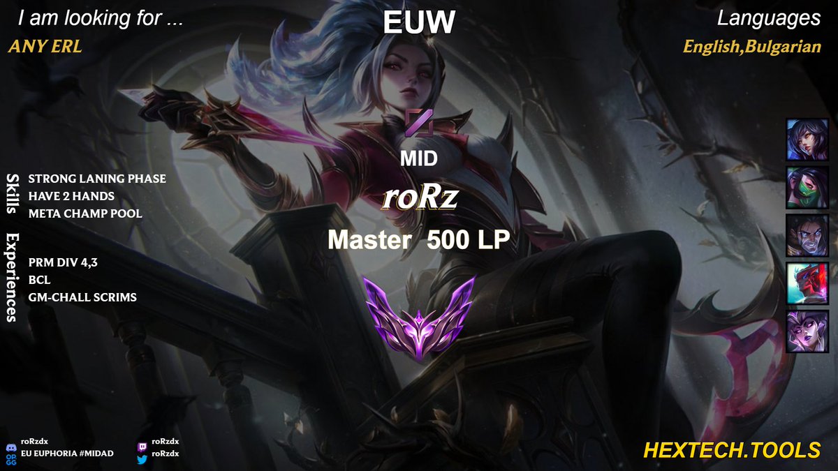 Rosen ''roRz'' Tenev (@rorzdx) on Twitter photo Looking for team..anything
Any attention to the post is appreciated <3
<a href="/lft_prime/">Prime League LFT</a>
<a href="/LoL_LFT_Fr/">LoL LFT Fr</a>
<a href="/LoL_LFT/">LoL Looking For Team 🇮🇹 🇪🇺</a>
<a href="/LFTDiscord/">LFT Discord - lol/val/rl</a> Looking for team..anything
Any attention to the post is appreciated <3
<a href="/lft_prime/">Prime League LFT</a>
<a href="/LoL_LFT_Fr/">LoL LFT Fr</a>
<a href="/LoL_LFT/">LoL Looking For Team 🇮🇹 🇪🇺</a>
<a href="/LFTDiscord/">LFT Discord - lol/val/rl</a>