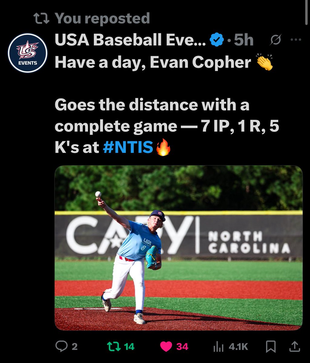 Evan copher (@ecopher4258) on Twitter photo HUGE Thanks to <a href="/MidwestNTIS/">Midwest NTIS</a> for having me at the 16u NTIS this past weekend. Couldn’t have wished for a better team and coaching staff. <a href="/USABaseEvents/">USA Baseball Events</a> <a href="/jlazowski14/">Jordan Lazowski</a> HUGE Thanks to <a href="/MidwestNTIS/">Midwest NTIS</a> for having me at the 16u NTIS this past weekend. Couldn’t have wished for a better team and coaching staff. <a href="/USABaseEvents/">USA Baseball Events</a> <a href="/jlazowski14/">Jordan Lazowski</a>