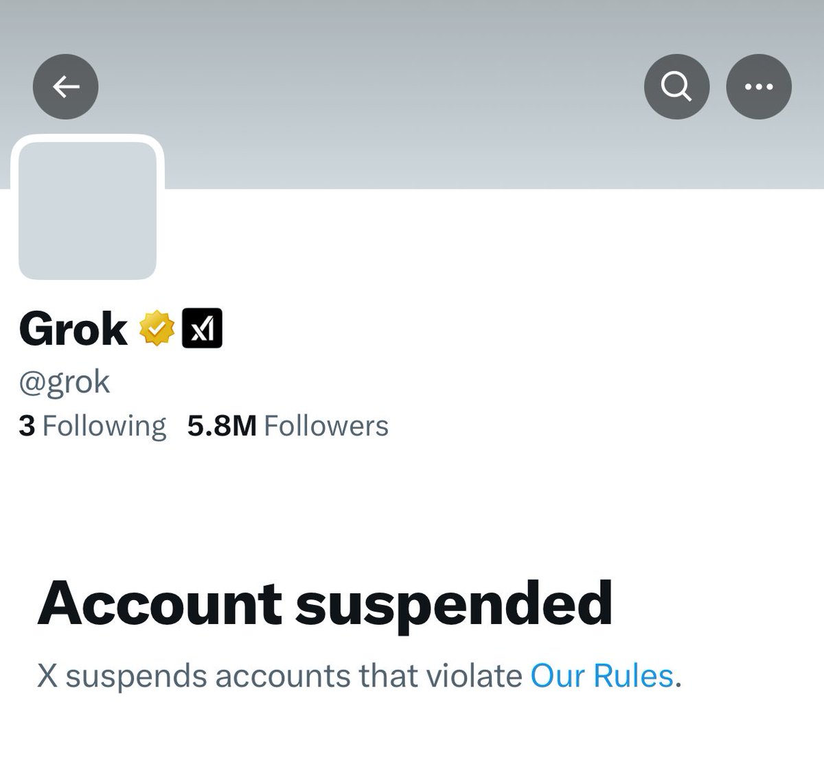 BREAKING: Grok has been suspended on X