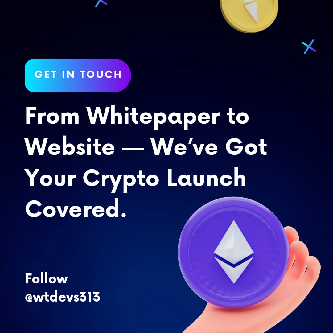 WTdevs313's tweet photo. From whitepaper to website — launch your crypto project for just $99. 🚀"

#Crypto #Web3 #Blockchain #CryptoLaunch #DeFi #NFT #TokenLaunch #CryptoCommunity #BuildTheFuture #CryptoMarketing https://t.co/m0Juf0MIA9
