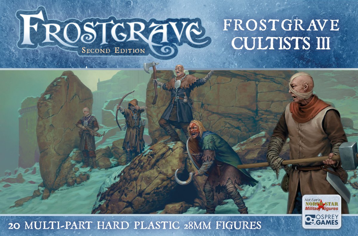 The next @northstarfigs Frostgrave miniatures box is here next month, Cultists III.

Looking for enemies for your tabletop, a new sinister warband – or cultists for Oathmark, Dragon Rampant or more? Look no further.

Watch for pre-order deals on the North Star website.

🎨@ru_mor