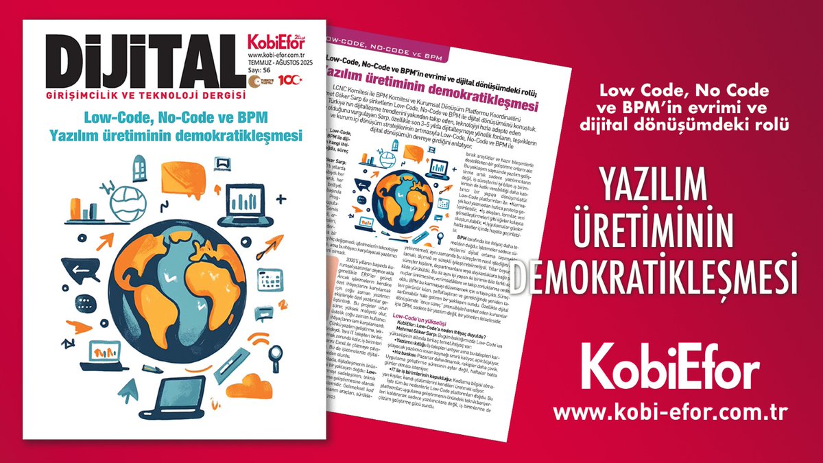 Low-Code, No-Code ve BPM'nin evrimi ve dijital dönüşümdeki rolü;
Yazılım üretiminin demokratikleşmesi