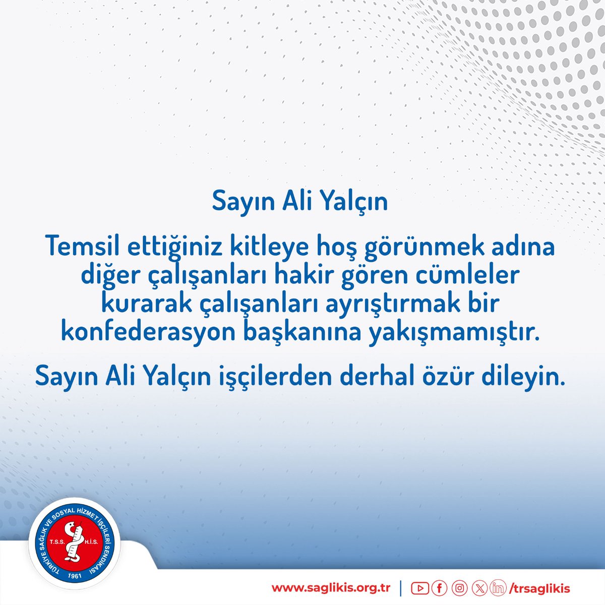 Merallkeles's tweet photo. #ALİYALÇIN Size bu sözler yakıştımı? biz işçilerden derhal özür dileyin https://t.co/aOAXpLZC1c