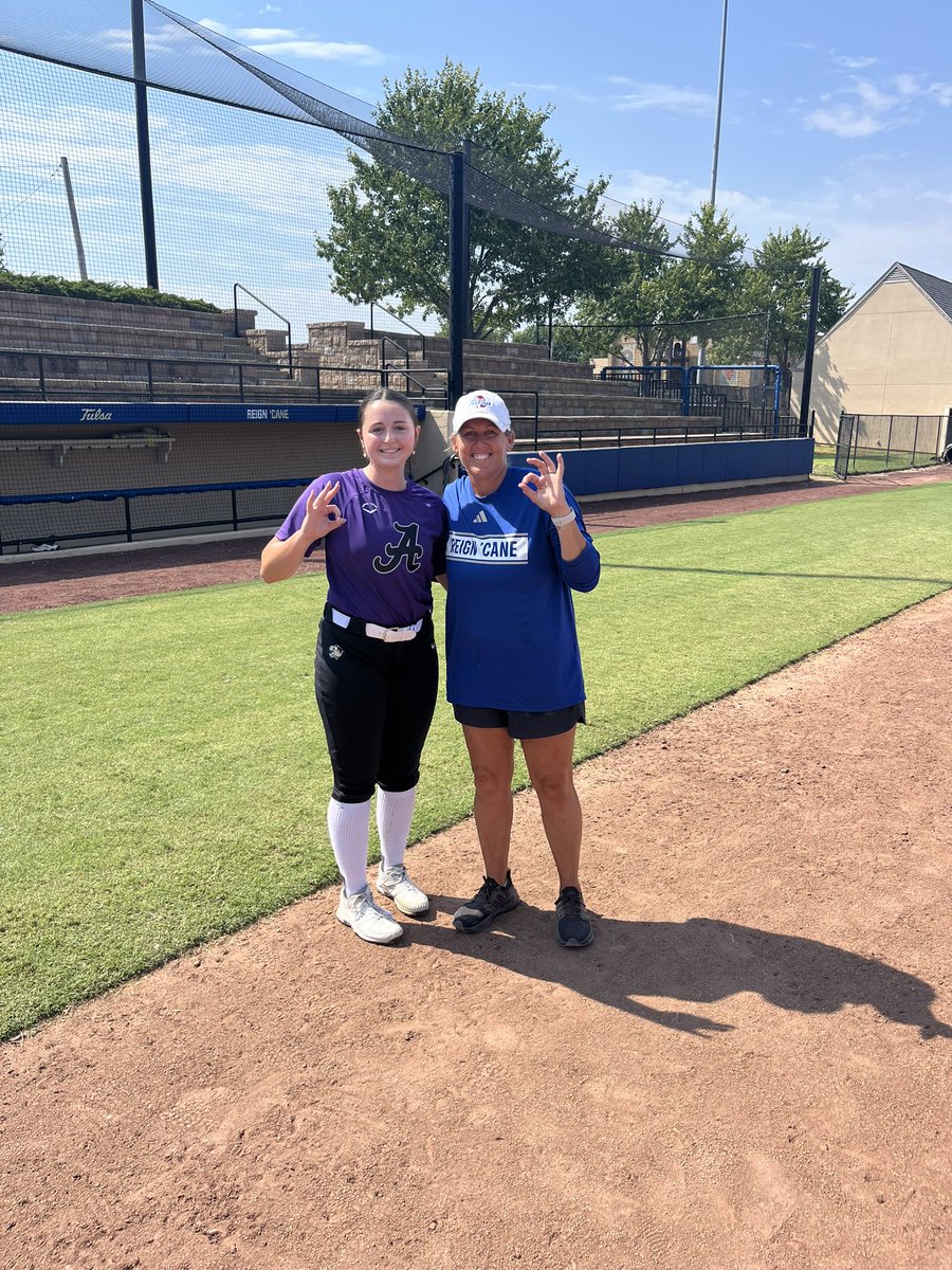 Izzy McFadden (@izzy_mcfadd2027) on Twitter photo It was hot, but loved the energy <a href="/TulsaSoftball/">Tulsa Softball</a> camp today! I learned some life lessons that I will never forget! I will be back! <a href="/Strimp25/">Crissy Strimple</a> <a href="/CoachDreswick/">Jess Dreswick</a> <a href="/bsmart17/">Brooke Smart</a>
And always good to see old high school team mate <a href="/_amberturner06/">Amber Turner</a> ! She’s crushing it at Tulsa! It was hot, but loved the energy <a href="/TulsaSoftball/">Tulsa Softball</a> camp today! I learned some life lessons that I will never forget! I will be back! <a href="/Strimp25/">Crissy Strimple</a> <a href="/CoachDreswick/">Jess Dreswick</a> <a href="/bsmart17/">Brooke Smart</a>
And always good to see old high school team mate <a href="/_amberturner06/">Amber Turner</a> ! She’s crushing it at Tulsa!