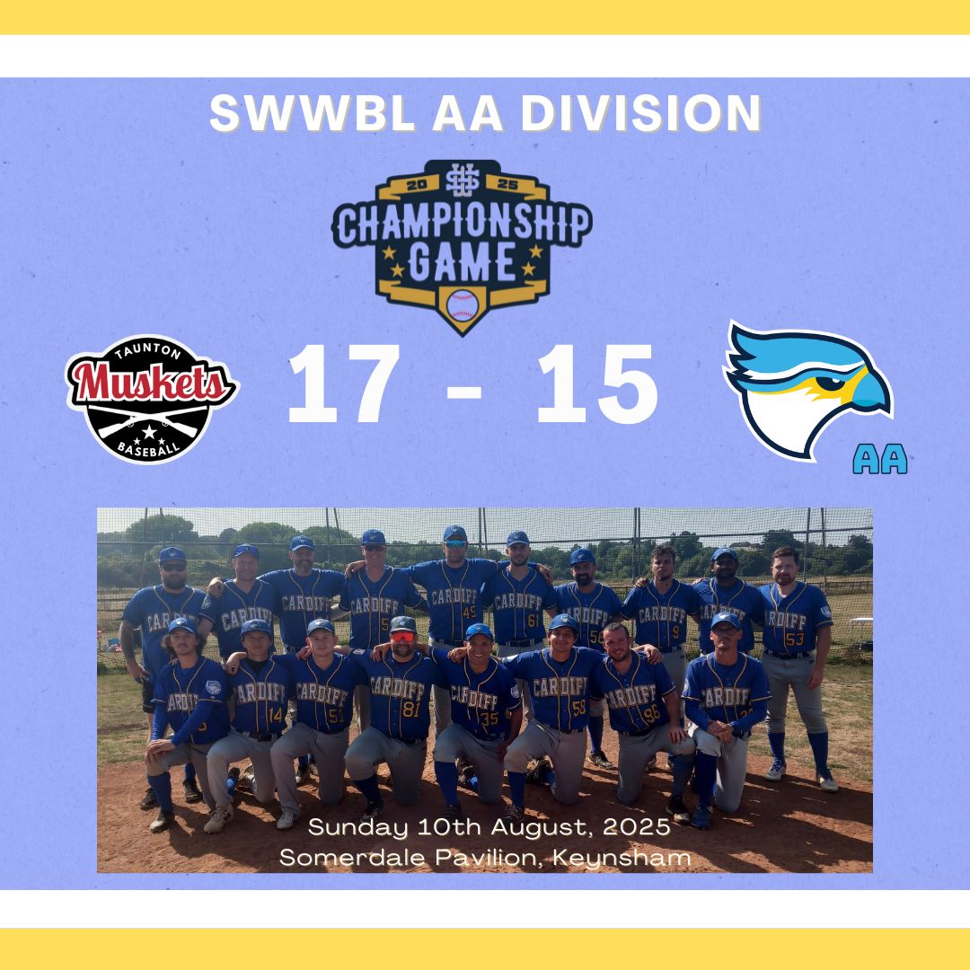Cardiff Merlins Baseball Club ⚾️ 🏴 (@cardiffbaseball) on Twitter photo Merlins AA's comeback fell short in the SWWBL Final yesterday, as <a href="/Tauntonbaseball/">Taunton Baseball Club</a> held on to win 17-15. Congratulations to them!
Bristol Buccaneers won the Single-A final.
Severn won the All-Star Game.
Thanks to <a href="/BristolBaseball/">Bristol Baseball Club</a> for hosting a fantastic day of baseball! Merlins AA's comeback fell short in the SWWBL Final yesterday, as <a href="/Tauntonbaseball/">Taunton Baseball Club</a> held on to win 17-15. Congratulations to them!
Bristol Buccaneers won the Single-A final.
Severn won the All-Star Game.
Thanks to <a href="/BristolBaseball/">Bristol Baseball Club</a> for hosting a fantastic day of baseball!