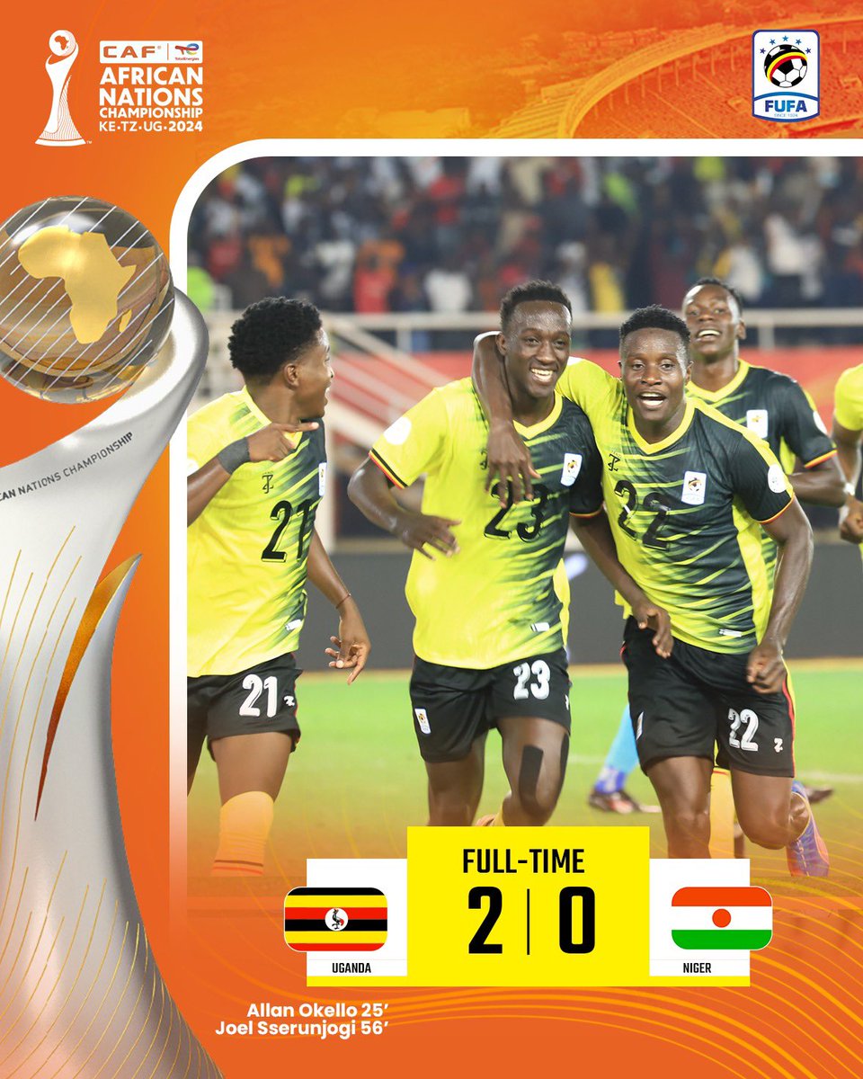 Full-Time at the fortress!

Uganda 2-0 Niger
🇺🇬🇳🇪

#UGANIG | #TotalEnergiesCHAN2024