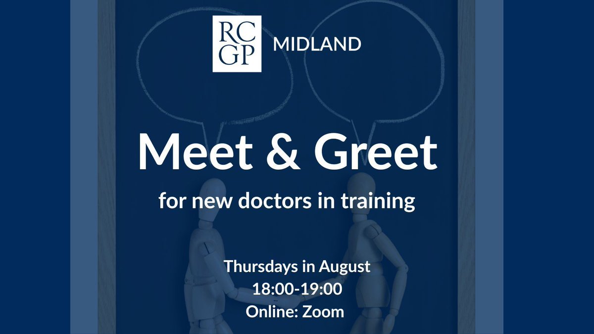 MidRCGP's tweet image. Join us for a series of 4 introductory webinars where you will have informal conversations with local trainees, Programme Directors and GP Leads. Each week will provide you with important information on a different topic for new doctors in training. 👉 buff.ly/eVqTouL