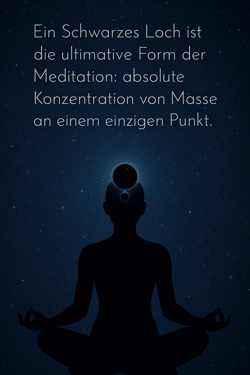 MiloEwigeErde's tweet image. Ein Schwarzes Loch ist die ultimative Form der Meditation: absolute Konzentration von Masse an einem einzigen Punkt. 🧘

#SchwarzesLoch #Singularität
