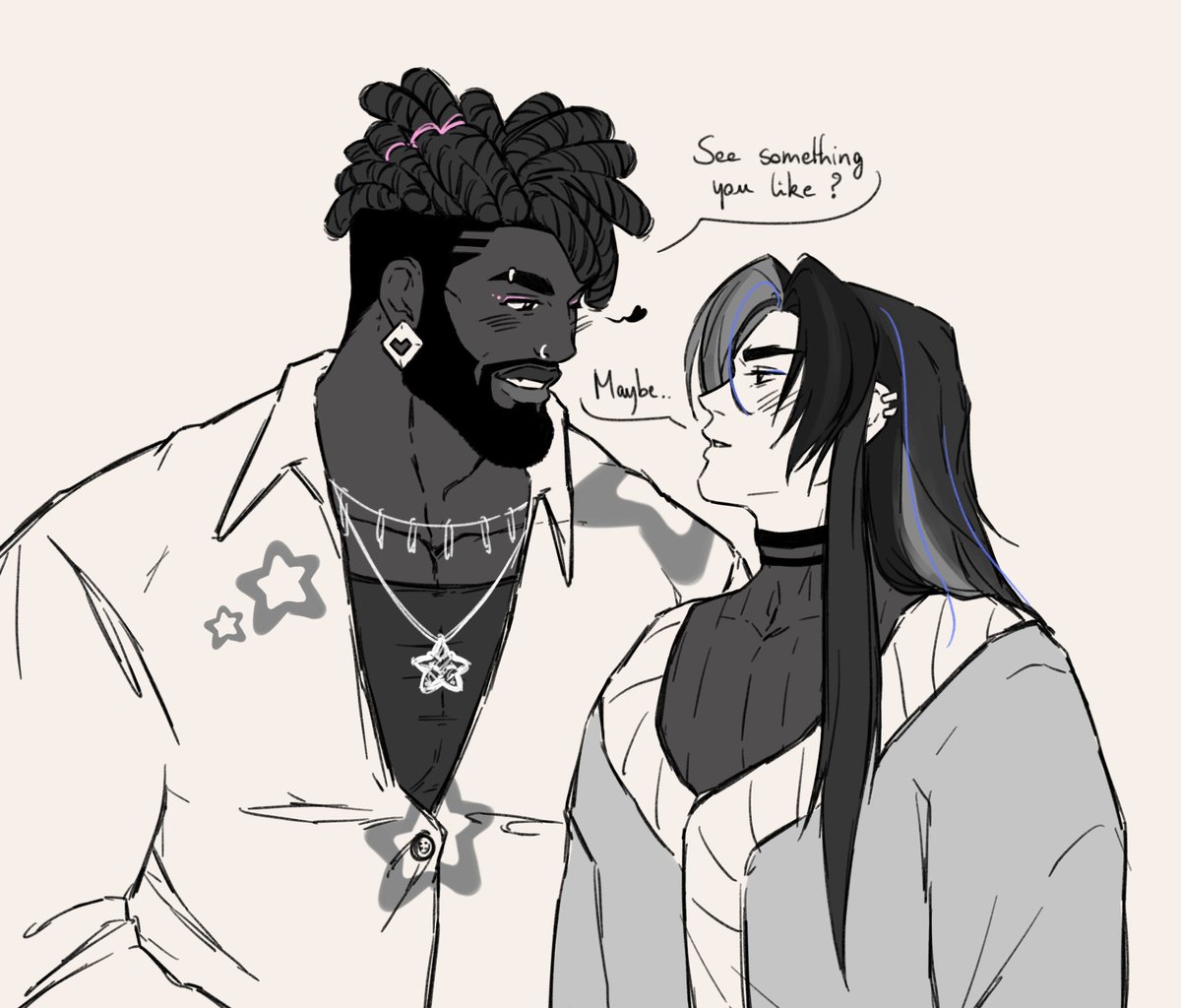evening folks, please accept this yosante doodle (get a room you two!!) 💜 #yosante #kyone