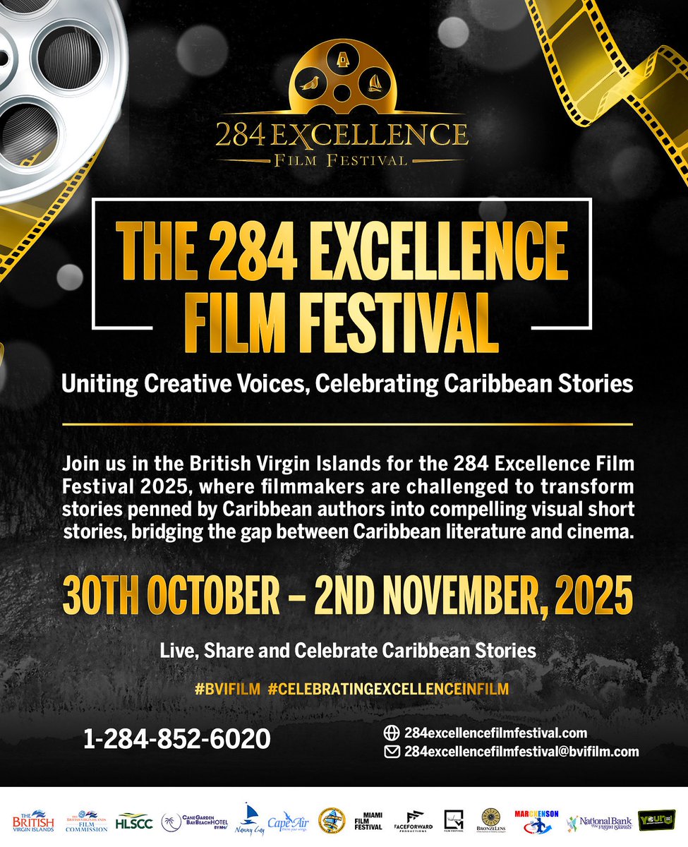 🎬✨ Calling all storytellers of the Caribbean! ✨🎬
✅ Register now to showcase your talent and be part of an unforgettable celebration of film, culture, and creativity.
📅 30th October - 2nd November 
📍 British Virgin Islands
📌 Celebrating Excellence in Film Worldwide