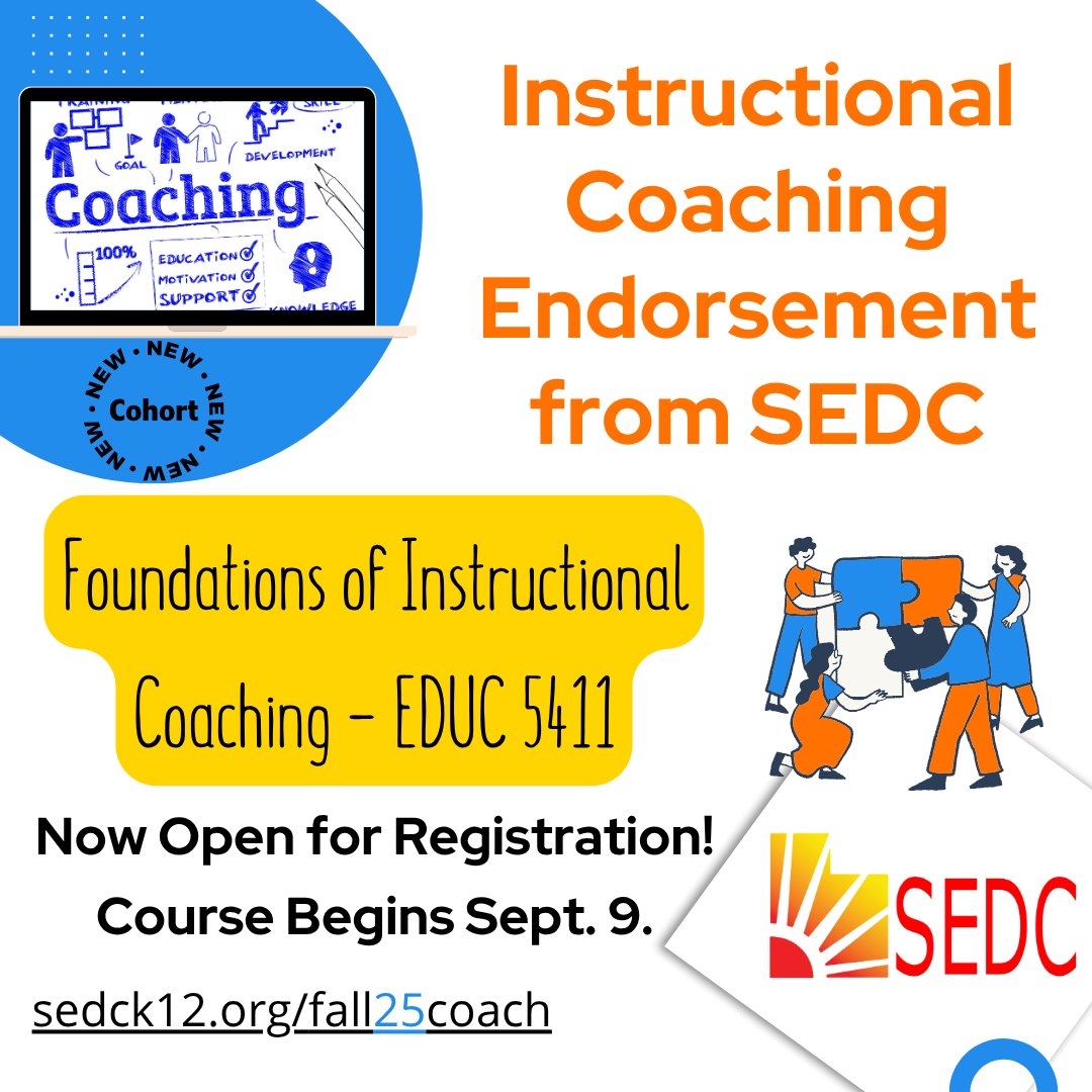 ⛰️Elevate your teaching!⛰️ Join our Fall 2025 Instructional Coaching course (EDUC 5411) starting Sept 9. Learn more and enroll now: sedck12.org/fall25coach #TeacherPD #SEDCK12 #uted