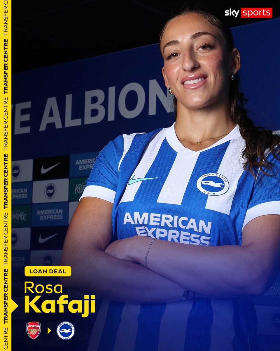 SkySportsWSL's tweet photo. BREAKING: Brighton complete the signing of Rosa Kafaji on a season-long loan from Arsenal ✍️ https://t.co/oRqjoXI0HM