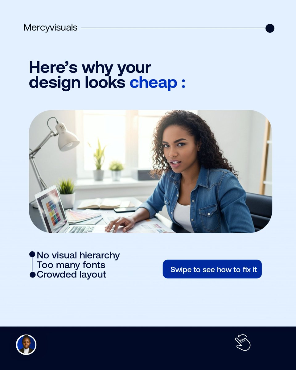 AdehinMercy's tweet image. If your design isn’t making people stop and stare...
It’s time to fix that.
These 3 tweaks are the difference between cheap-looking and client-attracting designs.
Save this post or send me a DM let’s make your brand unforgettable.
#GraphicDesigner #helpfultips #VisualHierarchy