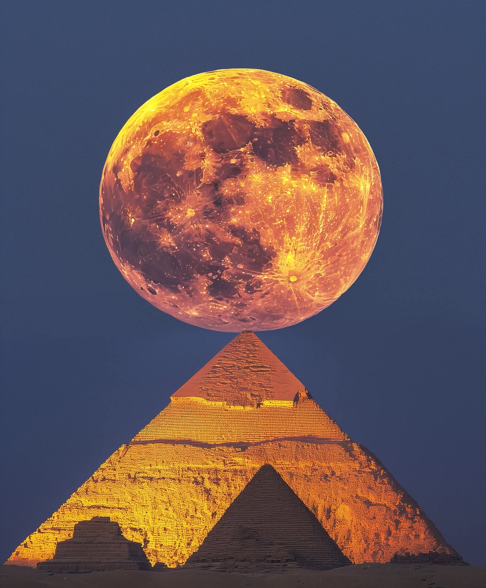 Last night's Full Sturgeon Moon rising over the great Pyramids of Giza 🌕 🛕

captured by emin.yasir6669969
