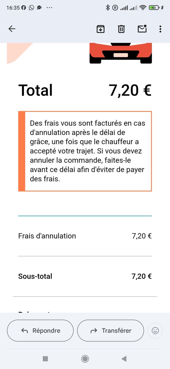 MoegniC's tweet photo. @Uber_Support Bonjour, je viens de recevoir celà hors c'est le Conducteur qui a demandé l'annulation de la course. https://t.co/xRsQXZ5wv0