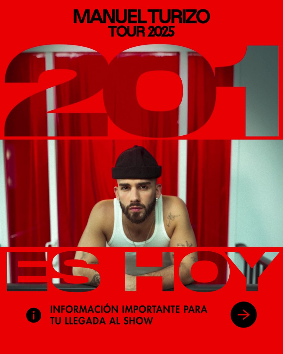 antelarena's tweet photo. HOY vení a disfrutar del show de Manuel Turizo en #AntelArena.
Deslizá las imágenes para conocer todo lo que tenes que saber para tu llegada. https://t.co/srYxqvfvP6