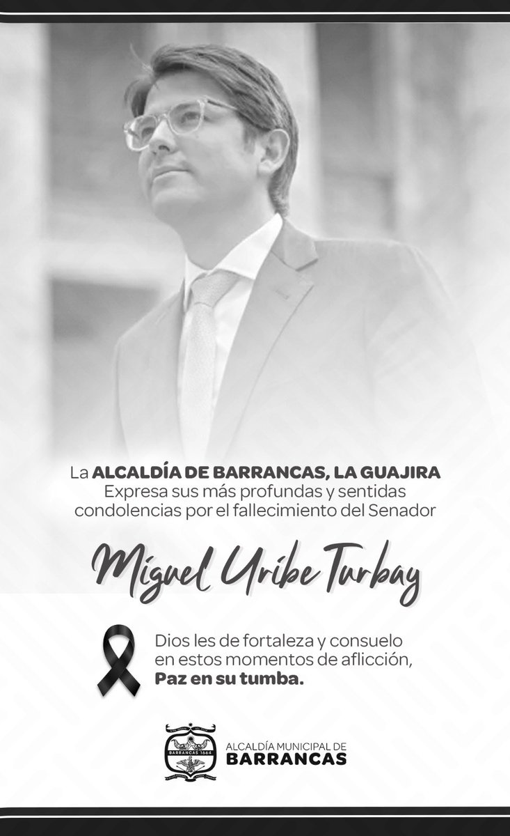 Barrancas27's tweet photo. Todos Los Colombianos Estamos De Luto Porque Perdimos A Un Patriota Y Una De Las Voces Con Mejor proyección En La Politica. 
La Democracia Está En Peligro Cuando Los Violentos Utilizan Las Armas Para Silenciar A Sus Opositores E Intentar Imponerse Mediante El Uso De La Fuerza. https://t.co/HccZ3h42ok