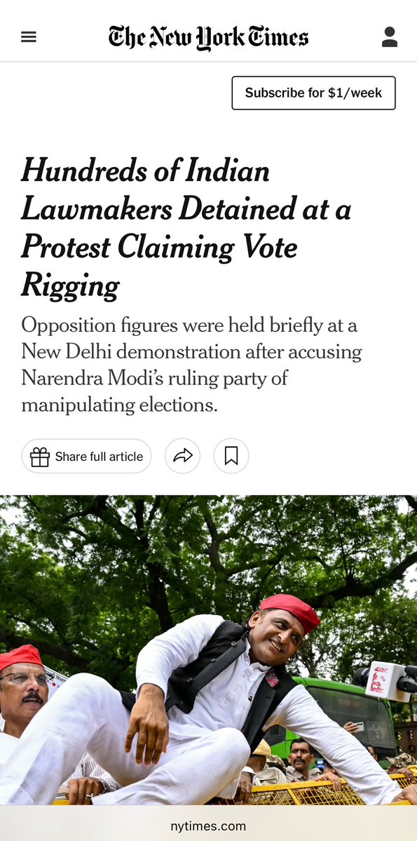 द न्यूयॉर्क टाइम्स में खबर छपी है।