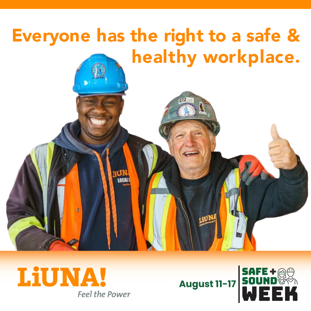 LIUNAmidwest's tweet photo. Safe+Sound Week is here! Stand with your LIUNA brothers & sisters, amplify your voices & collectively strengthen workplace safety standards.
It is important to ensure everyone goes home safe & sound every day. Learn more: https://t.co/sH0dtO0f8o
#LIUNA #OSHA #SafeAndSoundWeek https://t.co/WTWyejNKKJ
