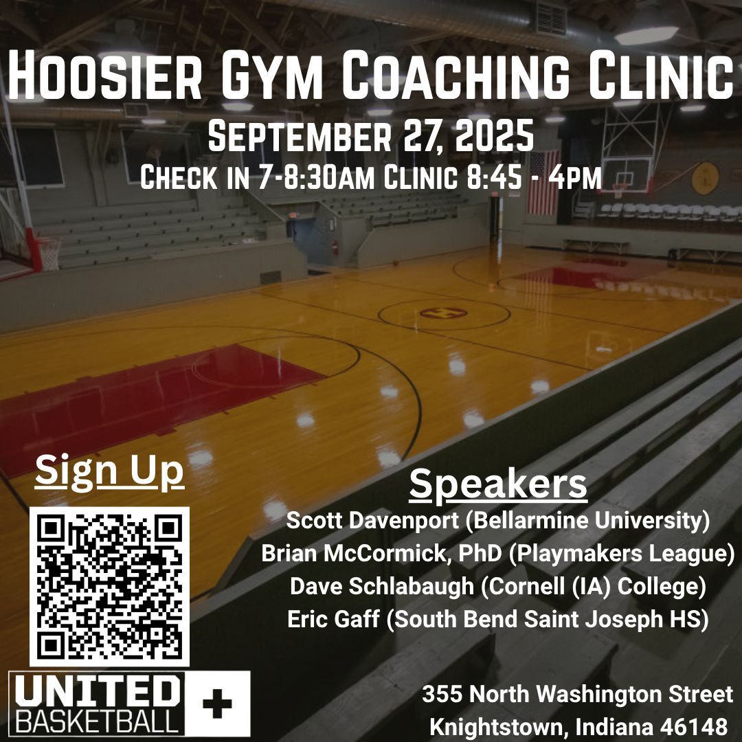 Want to learn more about Full Court Analytics? Come check us out at the Hoosier Gym Coaching Clinic on September 27th! See below for more details👇