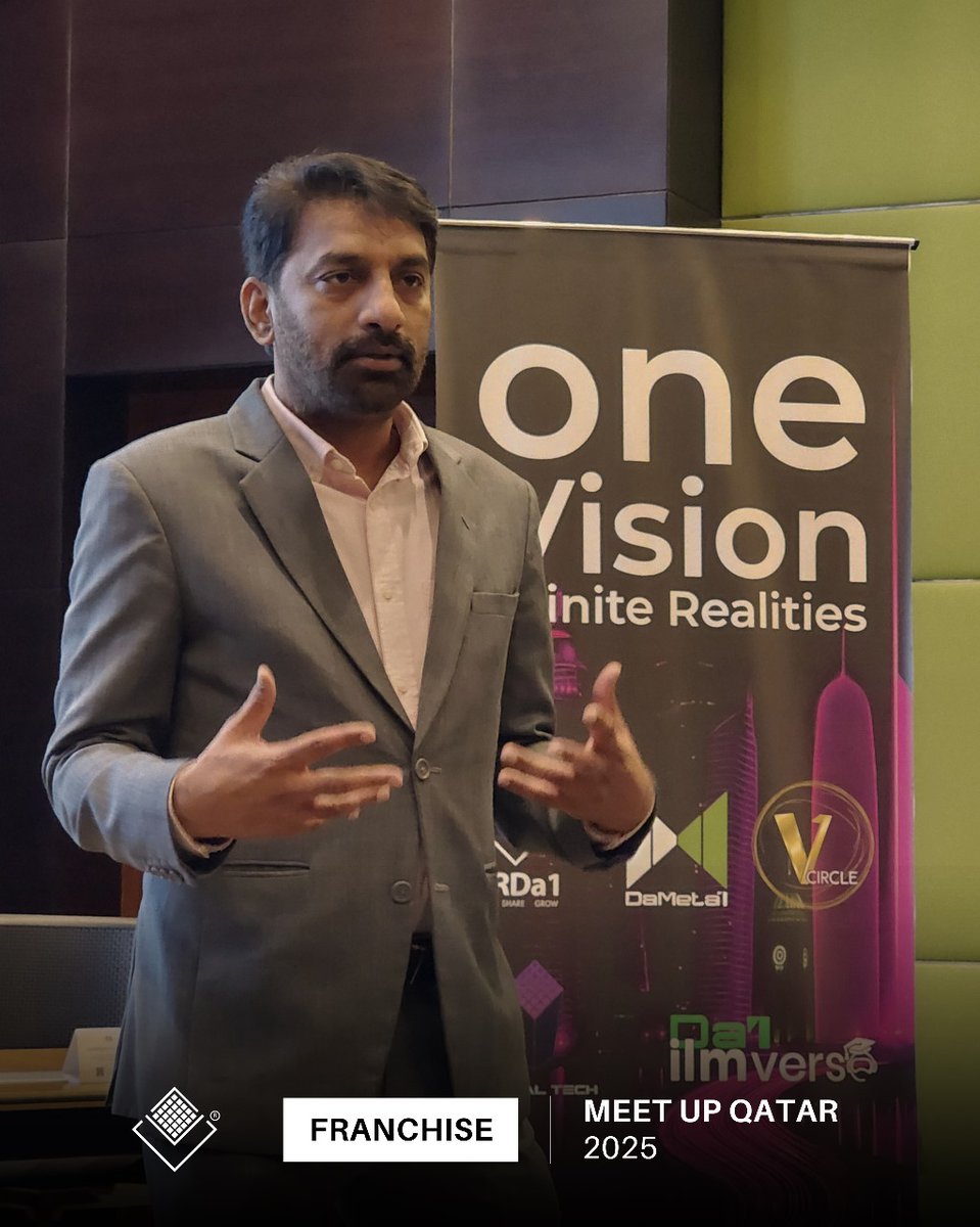 vrda1com's tweet photo. At VRDa1 Franchise Meetup Qatar 2025, CEO Waqas Suhail took the stage to share a bold vision.
From success and growth to diversification and emerging markets.
Together, we’re building a legacy of technology and creating pathways for the future.
#VRDA1
#Franchisemeetup2025 https://t.co/EmY1eHeOVB
