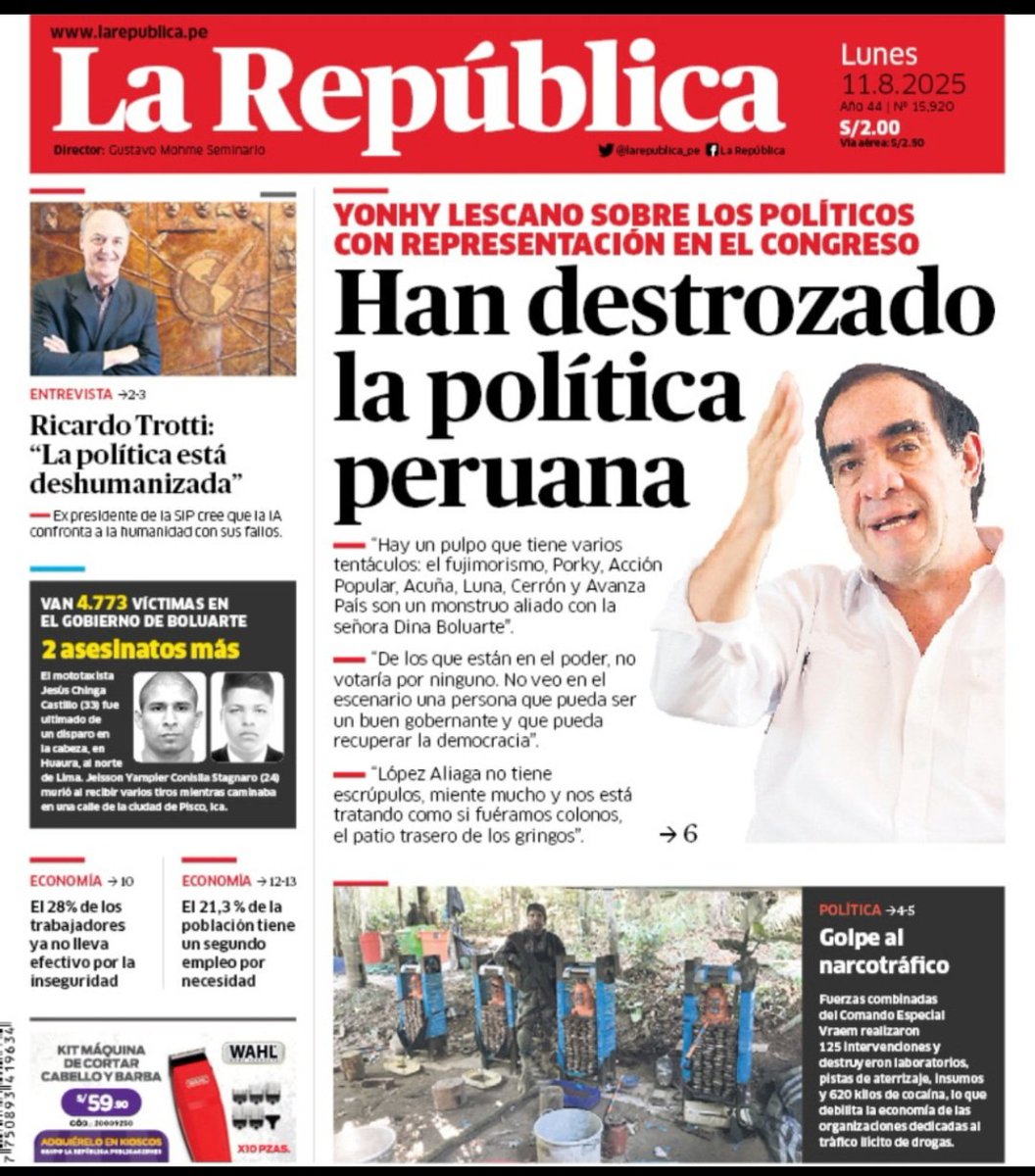 Los "niños" que tu llevaste al parlamento. Hay que ser bien caradura. Yonhy Lescano La República