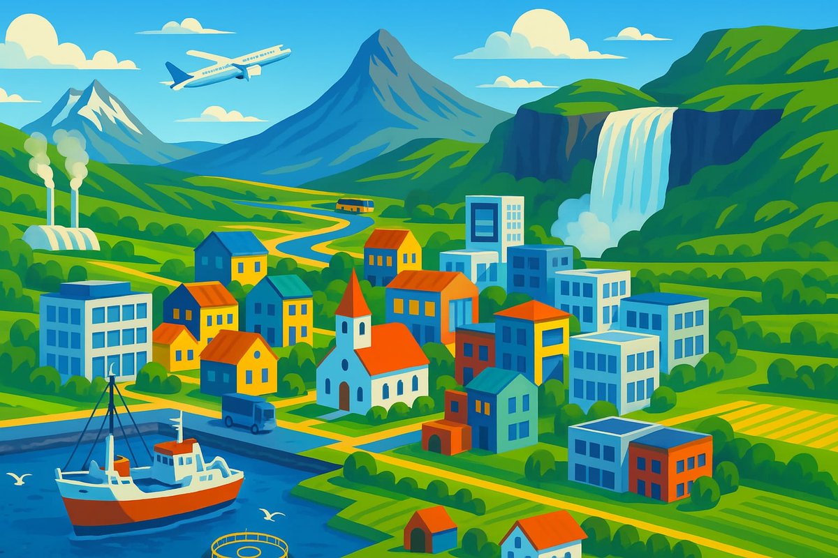 Íslenska hagkerfið:
📉Samdráttur í fyrra, betri horfur til næstu ára
👶 Íbúum fjölgar hratt, mest v/ innflytjenda
💰Verðbólga og vextir á niðurleið
🚢 Útflutningur flatur, ferðaþjónusta langstærst
🌍 Ísland hefur styrkt samkeppnishæfni sína
Nokkur gröf úr nýrri skýrslu: 1/🧵