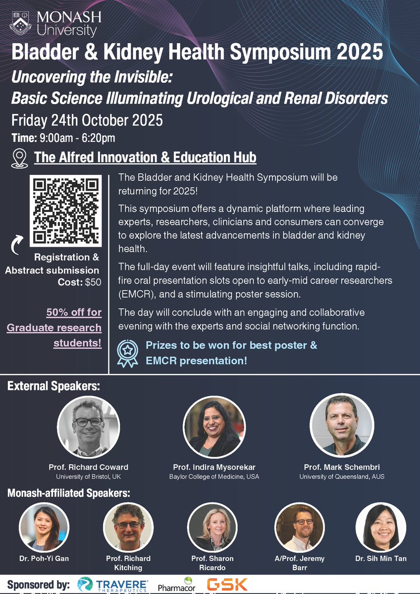 UTI Global Alliance (@globaluti) on Twitter photo ๐จ๐จATTENTION TO OUR FRIENDS DOWN UNDER ๐ฆ๐ฆ๐บ๐จ
<a href="/MonashUni/">Monash University</a> will be hosting an in-person and virtual symposium on bladder and kidney health 10/24/25!
Many #UTIGA members will be speaking and attending. This will be a great opportunity to network and learn ๐
<a href="/ChronicUTIAus/">Chronic UTI Australia Inc.</a> ๐จ๐จATTENTION TO OUR FRIENDS DOWN UNDER ๐ฆ๐ฆ๐บ๐จ
<a href="/MonashUni/">Monash University</a> will be hosting an in-person and virtual symposium on bladder and kidney health 10/24/25!
Many #UTIGA members will be speaking and attending. This will be a great opportunity to network and learn ๐
<a href="/ChronicUTIAus/">Chronic UTI Australia Inc.</a>