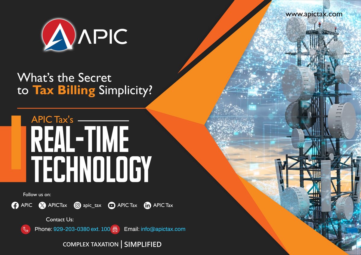apic_tax's tweet image. 🚀 Real-Time Technology 📊

APIC Tax transforms telecom tax billing with real-time technology, ensuring precise calculations and seamless integrations. Stay ahead with accuracy and efficiency built into every transaction. ✅

#APICTax
#RealTimeTechnology
#TelecomBilling