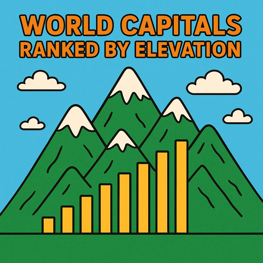 QuintalistGame's tweet photo. Feeling on top of the world? Rank the world capitals by highest elevation at https://t.co/aN1W5qvbZr REPOST CHALLENGE! - Repost this today, and one lucky reposter will win access to all our archived games! #Quintalist #Wordle #WorldCapitals @NatGeoTravel @lonelyplanet https://t.co/UCW6p8uGut