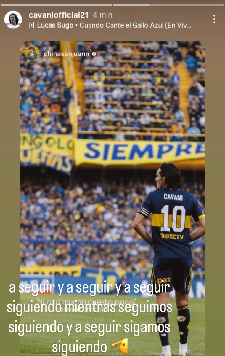 🗣️ “A seguir y a seguir y a seguir siguiendo mientras seguimos siguiendo y a seguir sigamos siguiendo”

Edinson Cavani en Instagram. 🇺🇾