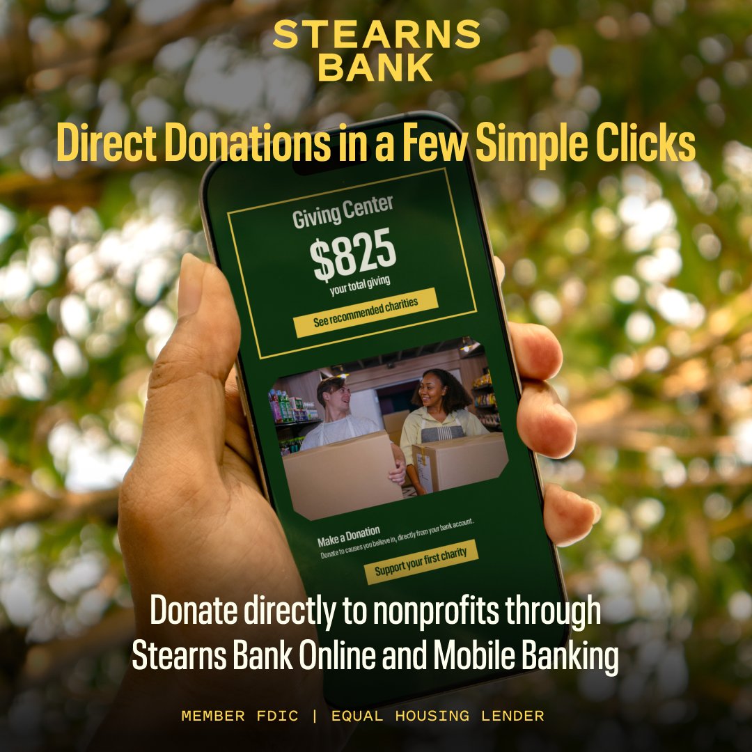 Has it ever been easier to donate to your favorite nonprofits? We doubt it. Check out the Giving Center in our online banking and mobile app for more info.

Member FDIC