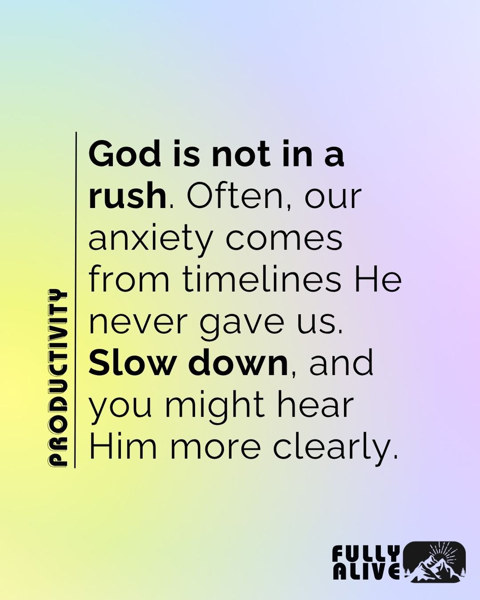 God isn’t rushed.
Our anxiety often comes from timelines He never gave us.
Slow down. You might hear Him more clearly.
#FullyAlive #Faith #GodsTiming #KingdomLeadership