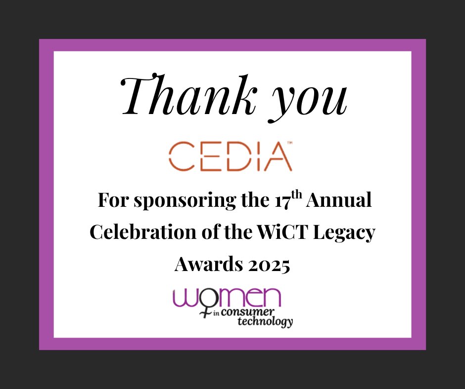 We’re grateful to have CEDIA’s support for this year’s #LegacyAwards. Secure your seat now and join us in honoring these trailblazers.  #WiCT #AVTweeps f.mtr.cool/wkpnhjmddq