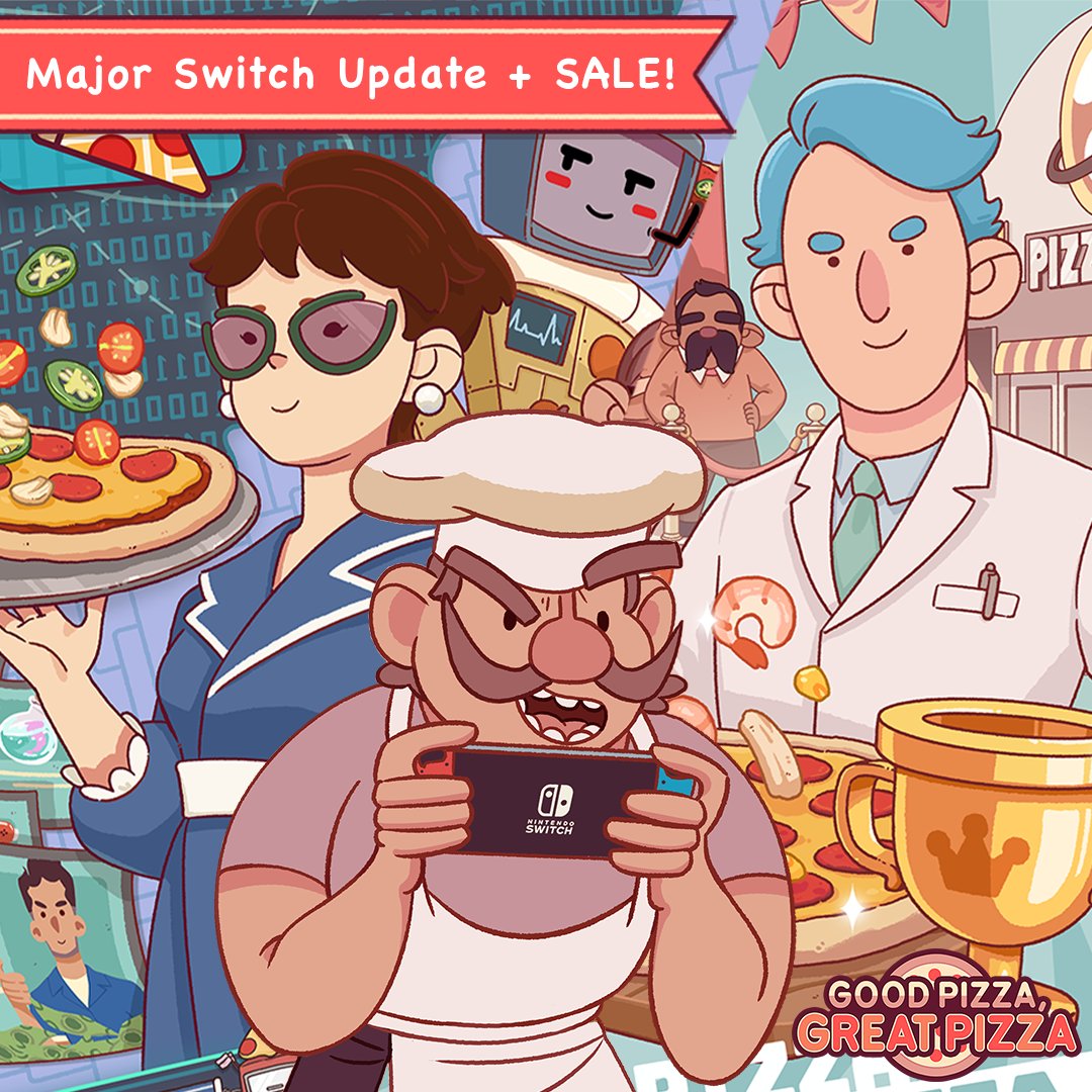 goodpizzagame's tweet image. 🍕🎮 Biggest Switch Update Yet! 🌱
🚚 + 50% OFF GPGP Switch until 8/17: nintendo.com/us/store/produ…

Nintendo Switch chefs  just got a massive upgrade! Thank you very much for your grace and patience throughout our dev process!
 #switch #switchupdate #goodpizzagreatpizza #switchgame