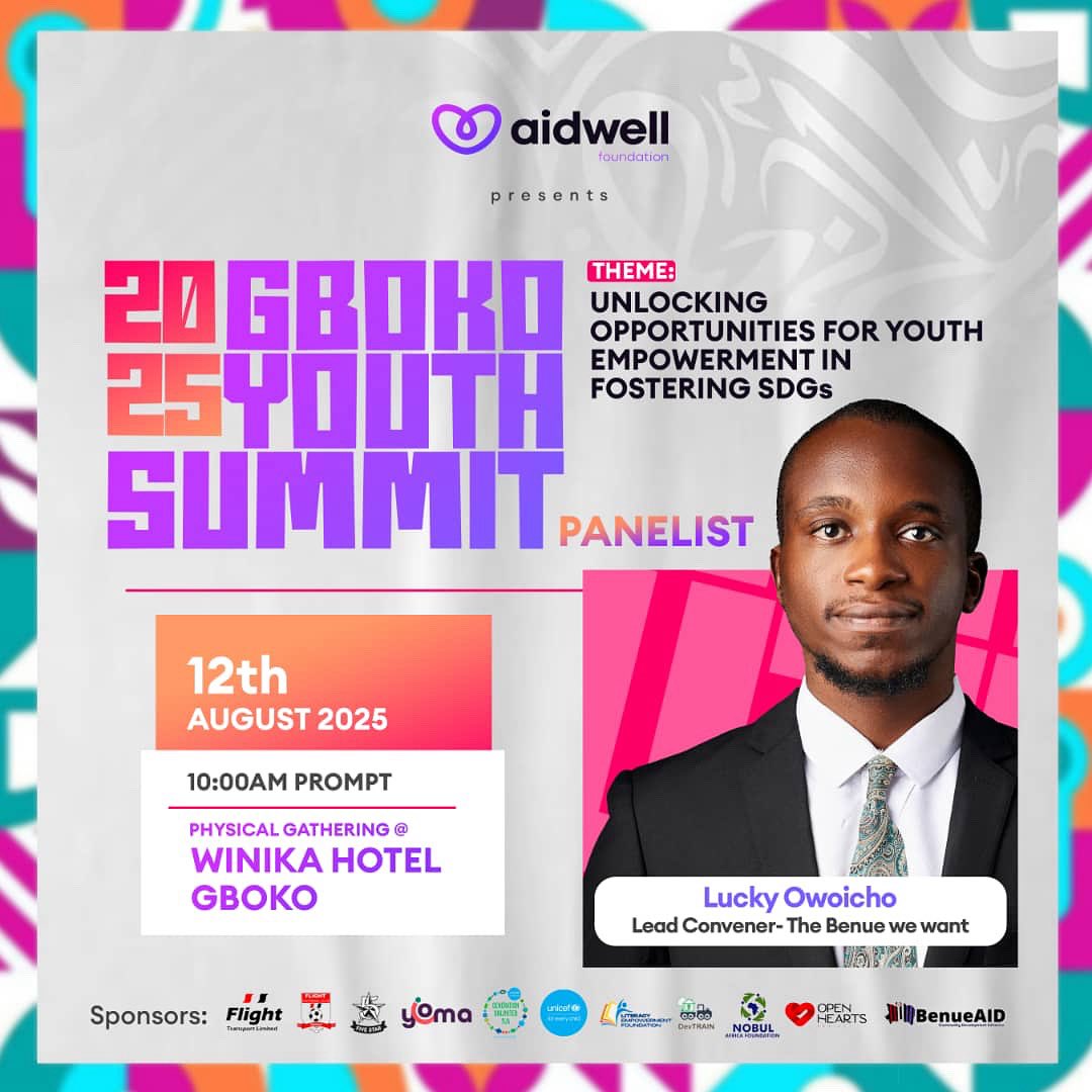 We are thrilled to announce Mr. Lucky Owoicho  as a panelist for the Gboko Youth Summit 2025