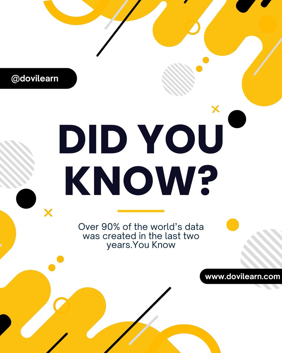 DoviLearn's tweet image. 90% of the world’s data was created in the last 2 years! 🤯 Are you just scrolling or ready to make your mark? The digital world is waiting. 🌟 #DataExplosion #TechTrivia #FutureIsNow