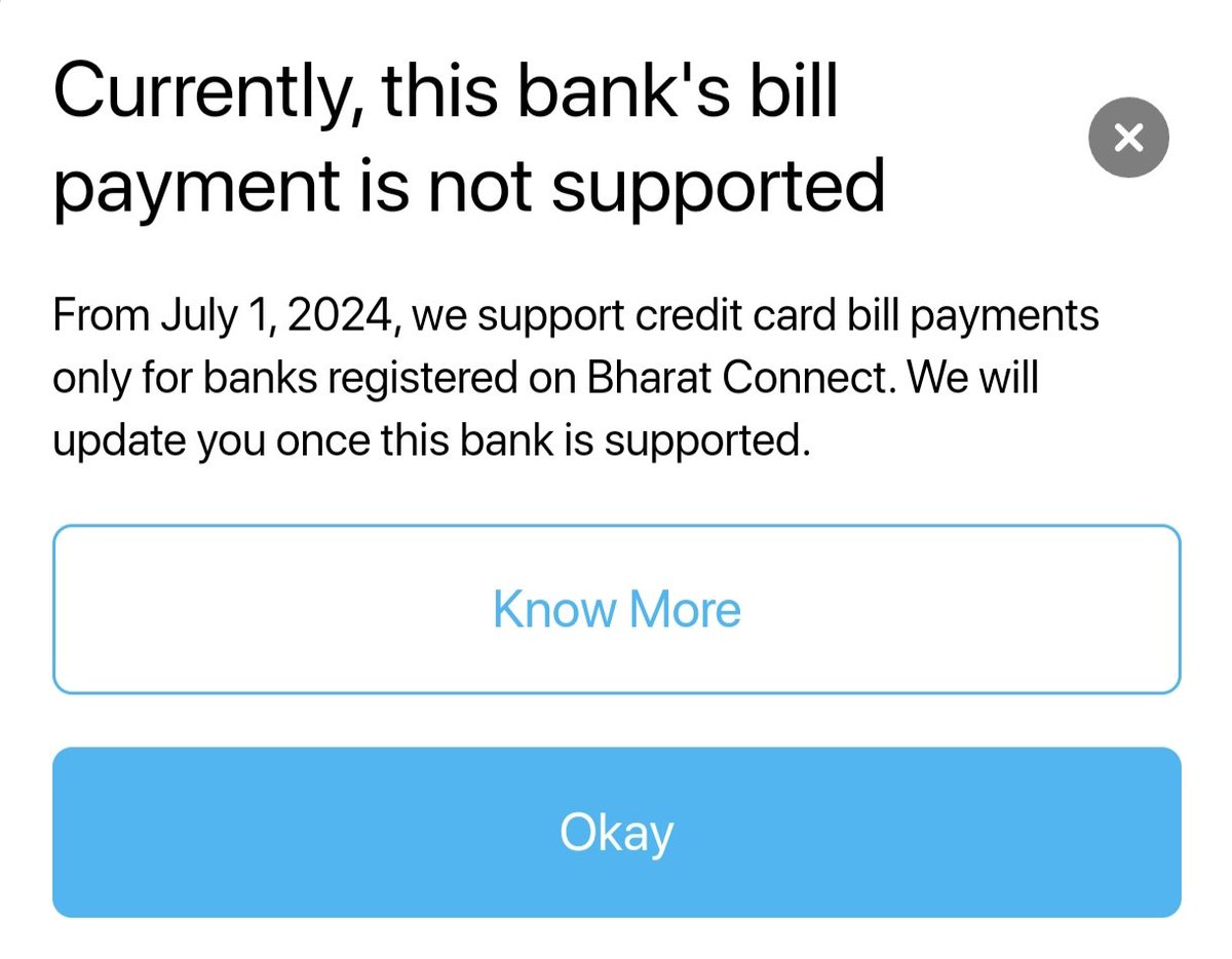 I use an <a href="/MobiKwik/">MobiKwik</a> &amp; <a href="/sbmbankindia/">SBM Bank India Ltd</a> #RuPayCreditCard, but I’m unable to pay my credit card bill through <a href="/NPCI_BHIM/">BHIM</a>, etc., as SBM Bank is not listed in Bharat Bill Payment System. Please register SBM Bank on #BBPS so cardholders can make payments seamlessly. <a href="/BharatConnect_/">Bharat Connect</a> <a href="/RBI/">ReserveBankOfIndia</a>