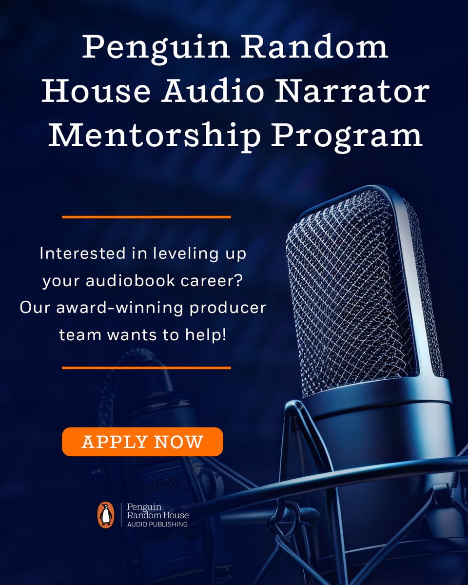PRH Audio Narrator Mentorship Program is here! Actors new to audiobooks get the chance to work with our producers to strengthen their craft &amp; gain industry knowledge.

Now accepting applications for January-June 2026 session. Deadline is 8/25.

Apply now: bit.ly/3J3FCNR