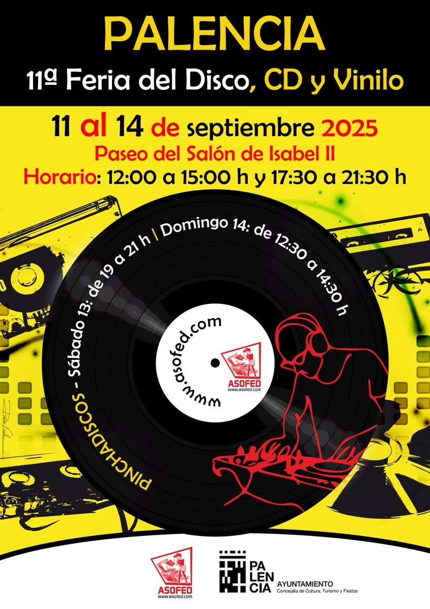 ASOFED (@asofed) on Twitter photo 11 Feria del Disco, CD y Vinilo de Palencia. Paseo del Isabel II. Del 11 al 14 de septiembre. Para no perdérselo. Buen día. <a href="/saloncymcyl/">Salón del Cómic y Manga CYL</a> <a href="/PalenciaAyto/">Ayuntamiento de Palencia</a>
<a href="/MagazinePaco/">PaCO MAGAZINE</a> <a href="/mitonaniasyafic/">mitomanias</a> <a href="/CyLEsVida/">Turismo Castilla y León</a> <a href="/DiarioPalentino/">Diario Palentino. Palencia</a> <a href="/Vallcosmopolita/">Vall Cosmopolita</a> <a href="/nortecastilla/">El Norte de Castilla</a> 11 Feria del Disco, CD y Vinilo de Palencia. Paseo del Isabel II. Del 11 al 14 de septiembre. Para no perdérselo. Buen día. <a href="/saloncymcyl/">Salón del Cómic y Manga CYL</a> <a href="/PalenciaAyto/">Ayuntamiento de Palencia</a>
<a href="/MagazinePaco/">PaCO MAGAZINE</a> <a href="/mitonaniasyafic/">mitomanias</a> <a href="/CyLEsVida/">Turismo Castilla y León</a> <a href="/DiarioPalentino/">Diario Palentino. Palencia</a> <a href="/Vallcosmopolita/">Vall Cosmopolita</a> <a href="/nortecastilla/">El Norte de Castilla</a>