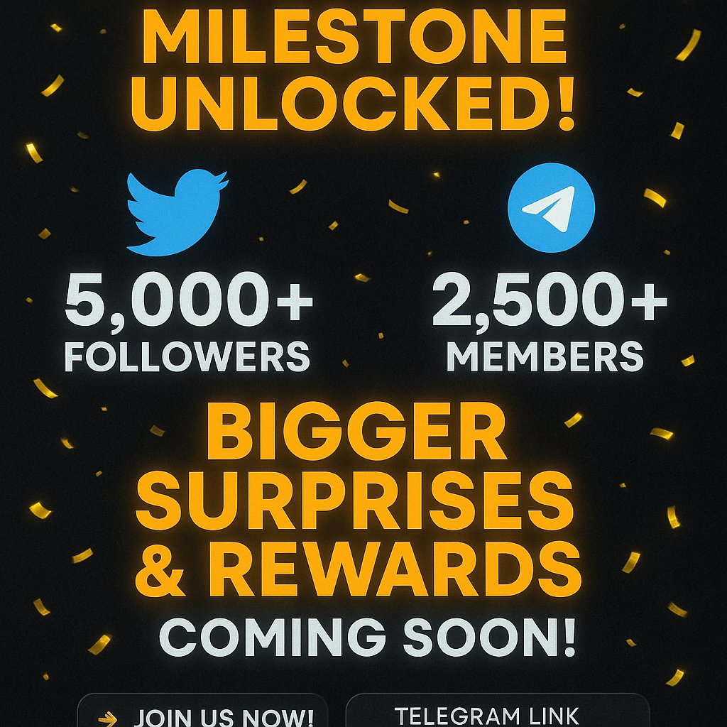 🎉 Milestone Unlocked! 🎉
🚀 Twitter just hit 5,000+ followers
💬 Telegram community just passed 2,500+ members
But this is just the beginning
bigger surprises &amp; rewards are coming soon! 
👉 Don’t miss out  join us now!
🔗 [blokduel.xyz/airdrop]

#BlokDuel #Airdrop #Crypto