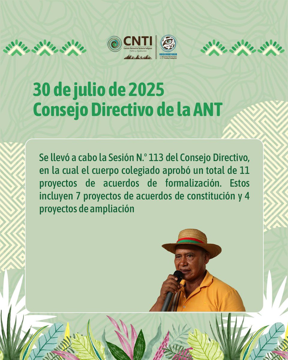 CNTI_Indigena's tweet photo. 🍃 ¡Defender los territorios es defender la vida!
#seguridadjuridica #territorios #indigena #territoriosindigenas #indigenousmovement #indigenousrights #pueblosindigenascolombia #povosoriginarios #cnti #colombia https://t.co/Vc57FKHGkd