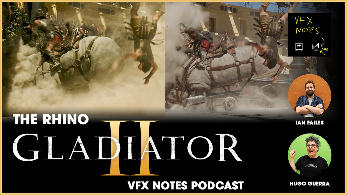 Hugo Guerra (@hugocguerra) on Twitter photo This week, we continue covering the films from the VFX Oscar Bake-off from 2024. This time, <a href="/beforesmag/">befores & afters magazine</a> & I talk about Gladiator 2 and cover the Rhino sequence from <a href="/Framestore/">Framestore</a>. Premiere of the VFX Notes Podcast with live chat 19:00 BST Tuesday 12th August youtu.be/gpsX4caThaI?si⦠This week, we continue covering the films from the VFX Oscar Bake-off from 2024. This time, <a href="/beforesmag/">befores & afters magazine</a> & I talk about Gladiator 2 and cover the Rhino sequence from <a href="/Framestore/">Framestore</a>. Premiere of the VFX Notes Podcast with live chat 19:00 BST Tuesday 12th August youtu.be/gpsX4caThaI?siā¦