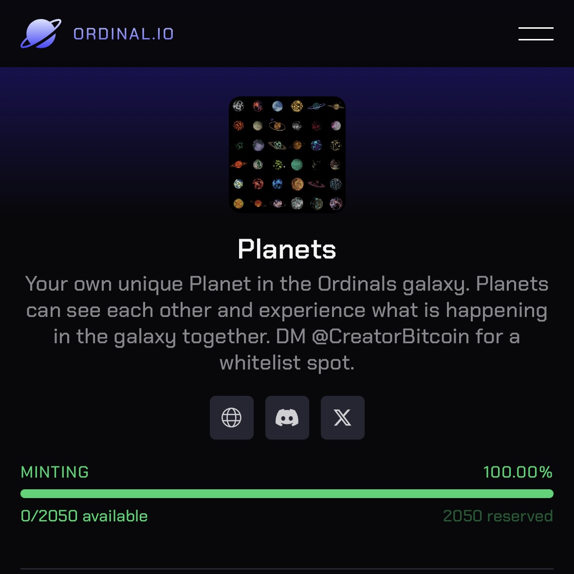 Minted out

Where do I start? I can't thank everyone personally in this message, but I want to. Because this was so much more than a Mint for me.

Nothing about this project was planned, and yet it feels like everything is right.

This is going to be an epic journey.

Thank you