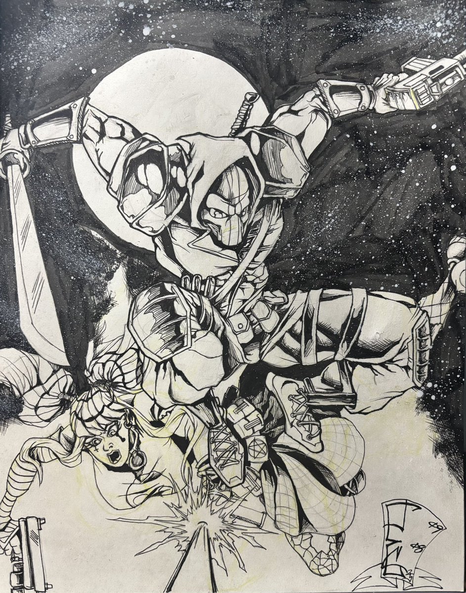 Last one for today.These things tend to get out of hand . But I was having way too much fun streaming with <a href="/KoniWaves/">Mark Poulton 👑</a> &amp; crew about #gungoth &amp; #UsAssassin yesterday that I just had to draw this.#comics #indiecomics #ReadComicsYouLike #seclusionstudio