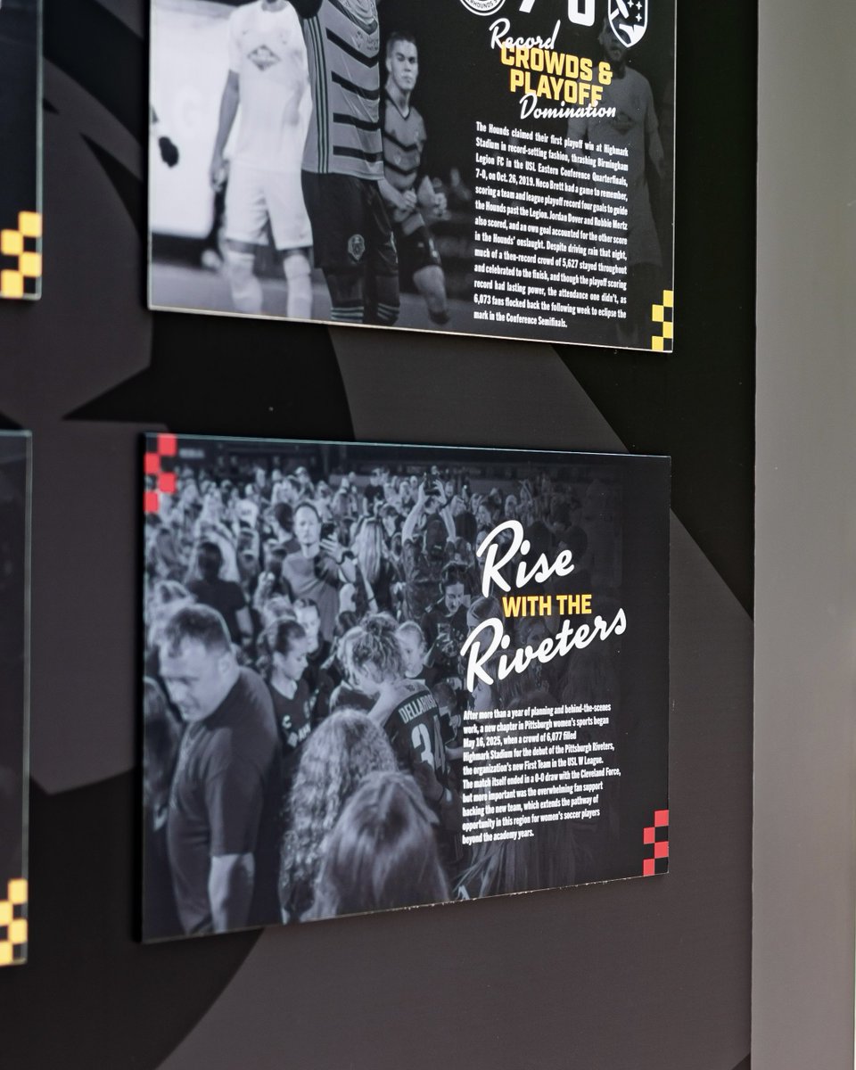 New additions to the Moments Wall at Highmark Stadium! 💪
 
History on display! Two of our favorite moments from our inaugural season live on in the place they happened! 🔥
 
#RivetersRise