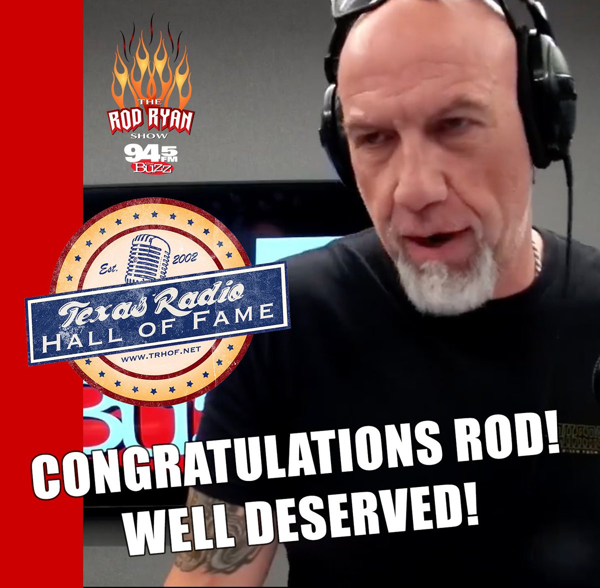 945thebuzz's tweet photo. It's official, Rod Ryan will be accepted in to the Texas Radio Hall of Fame! Congrats Rod!

#texas #texasradio #rodryan #rodryanshow #houston #iheartradio @rodryanshow https://t.co/D7GzNNw3Gw